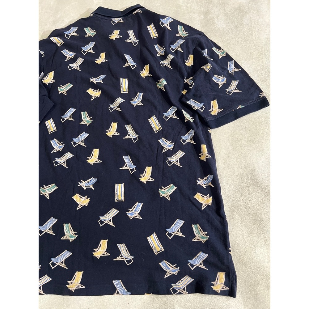 Vintage Tommy Hilfiger Golf Men Polo Shirt Navy Beach Chairs Print Short Sleeve - Picture 13 of 16